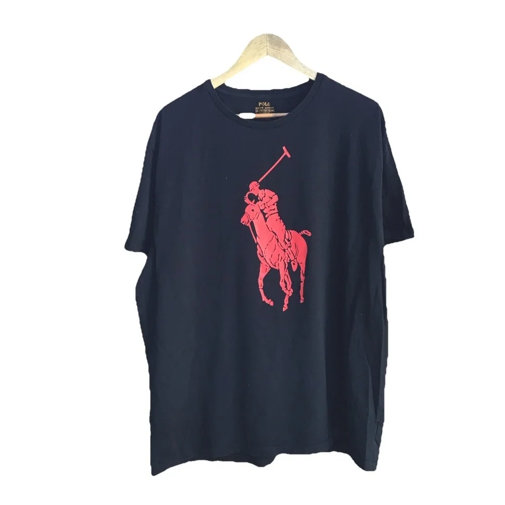 Polo Ralph Lauren Big Pony T-Shirt Black Red Logo Classic Fit Men's XXL